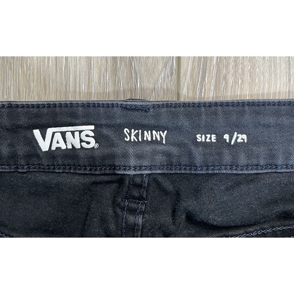 Vans Black Distressed Stretch Skinny Jeans Juniors Size 9 (29” x 25.5”) - Picture 7 of 7